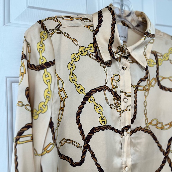 NWT Industry Republic Clothing Satin Chain Print Blouse S - Picture 3 of 15